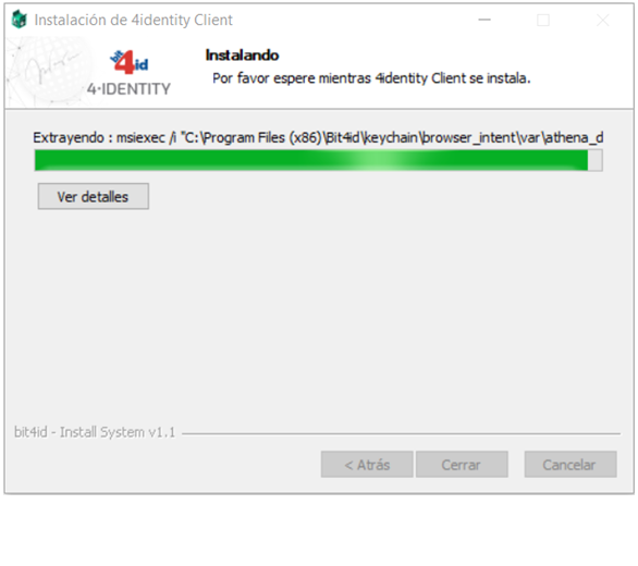 El asistente de instalación iniciará a instalar el componente en el computador.